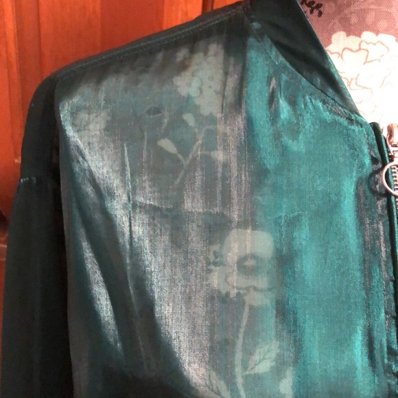 Zara shiny emerald green, transparent, disco style jacket with full sleeves - Picture 9 of 14